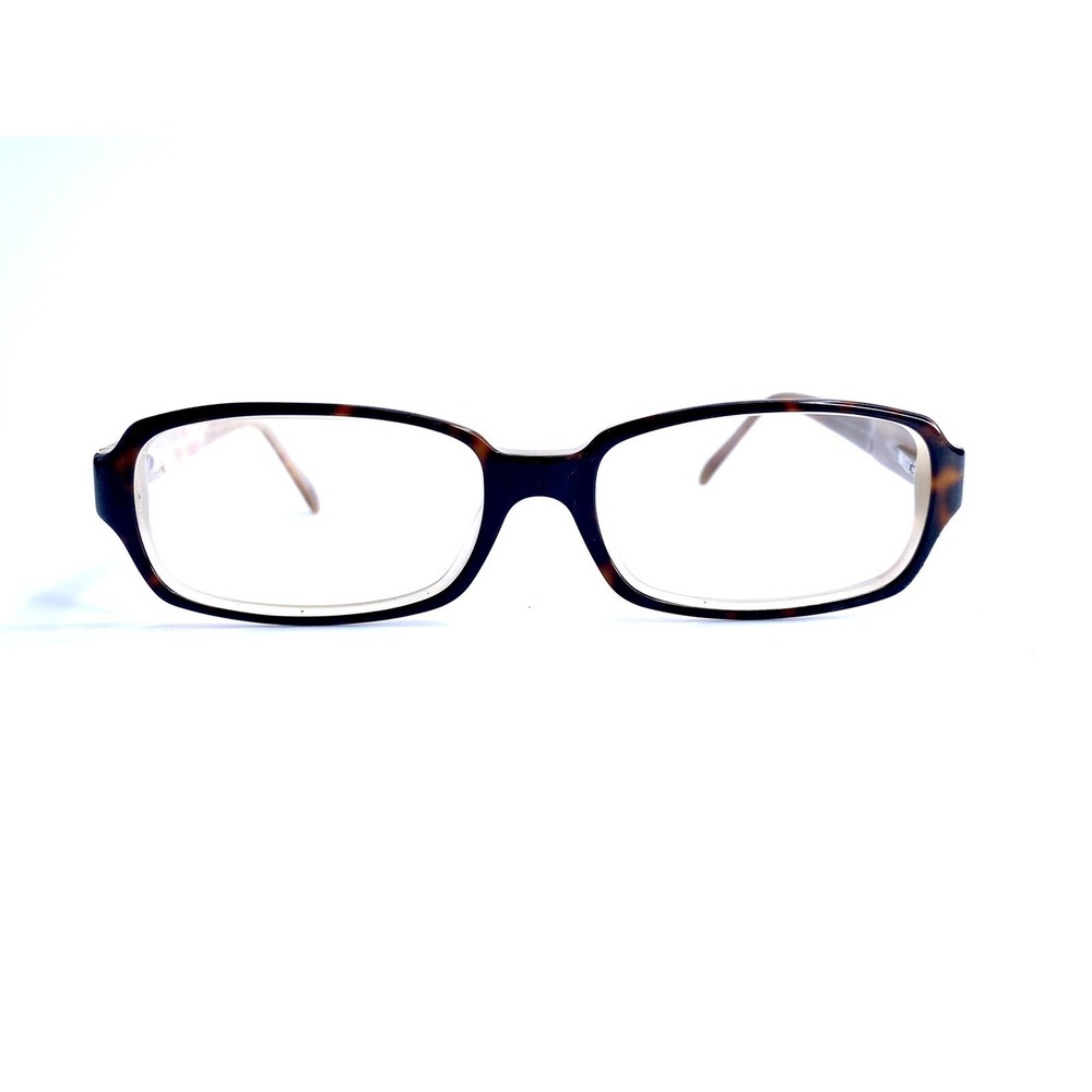 New Versace Brown Beige Tortoise Rhinestone Rectangular Glasses Italy 52 16 135